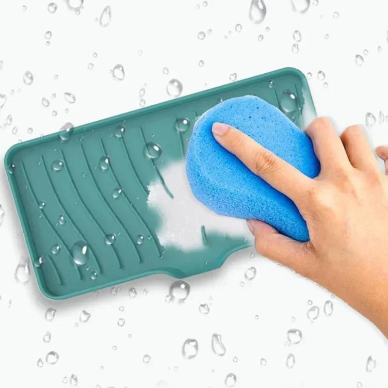 Silicone Soap Dish Holder Sink Draining Rack Soap Box Holder Rack Tray Drainable Non-slip Bathroom Accessories Drain Rack
