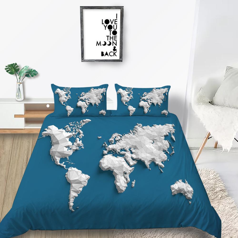 Nová móda Módní styl Sada povlečení Jedinečný design Sada povlaku na přikrývku Chlapci Dospívající King Queen Size Luxusní ložní prádlo Oblek Mapa Ložní soupravy