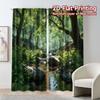 Set Of 2 Flat Printing Curtains Without Rod Forest Stream Creative Popular Versatile Polyester Curtain Thermal Made