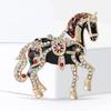Rhinestone Horse Brooch for Women Unisex Enamel Animal Lapel Pins Gifts