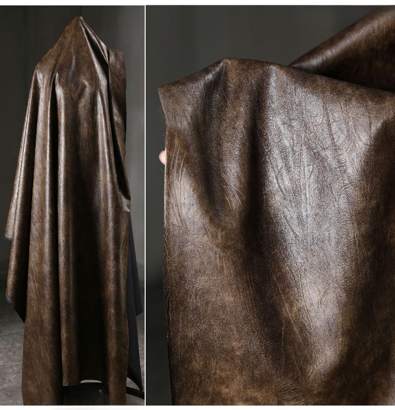 Vintage Distressed PU Leather Fabric Thicken Wrinkled Textured for Diy Sewing Bag Clothing DIY Fashion Designer Material Cloth
