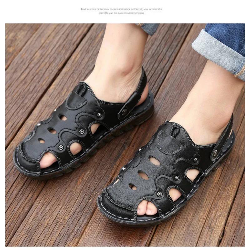 Móda Léto Designér Nové Kůže Měkká Podrážka Venkovní Pláž Pánské Sandály Móda Volný čas Vnitřní Pánské Pantofle Sandalias Hombre Verano