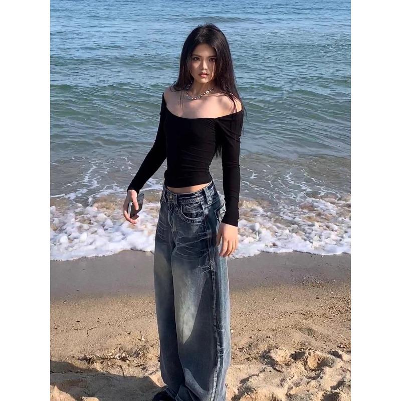 Y2k Vintage Streetwear Hohe Taille Weite Beinhose Jeans Retro Grunge Casual HipHop Übergroße Baggy Denim Hose