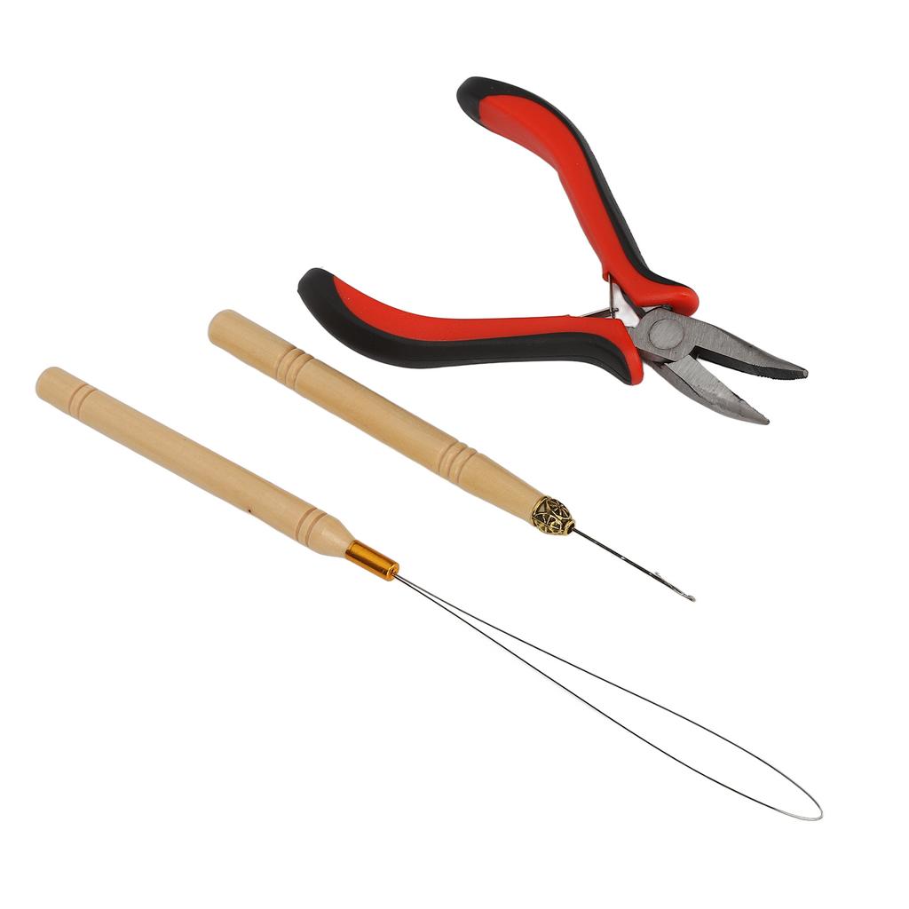 Hair Extension Tool Kit Plier Crochet Hook Pulling Needle Silicone Link Rings Beads Hair Styling