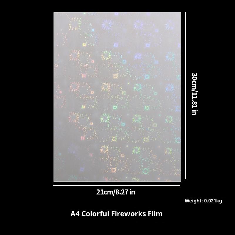 New 5Pcs A4 Holographic Lamination Film Waterproof Transparent Self Adhesive Sticker Sheet Heart Star Clear Cold Lamination Film