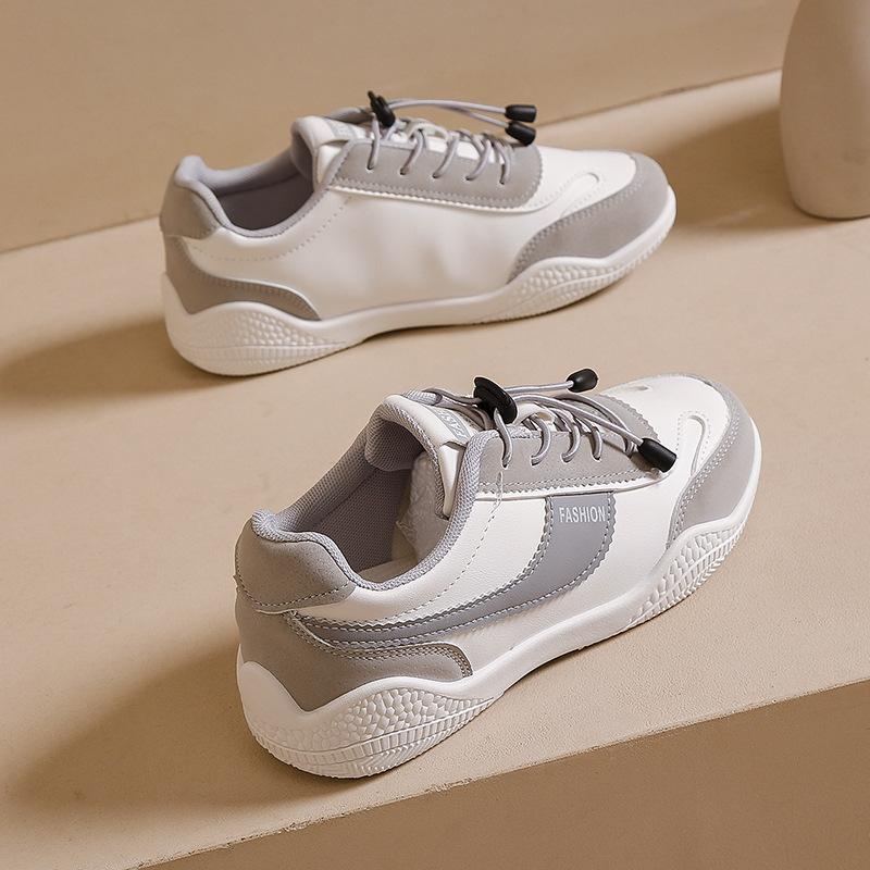 

Autumn Korean version leather white shoes women s shoes 2025 new autumn versatile thick-soled soft-soled lightweight sports dad shoes 35