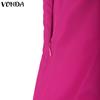 VONDA Women Sleeveless Side Zip-up Bow Knot Casual Mini Dress
