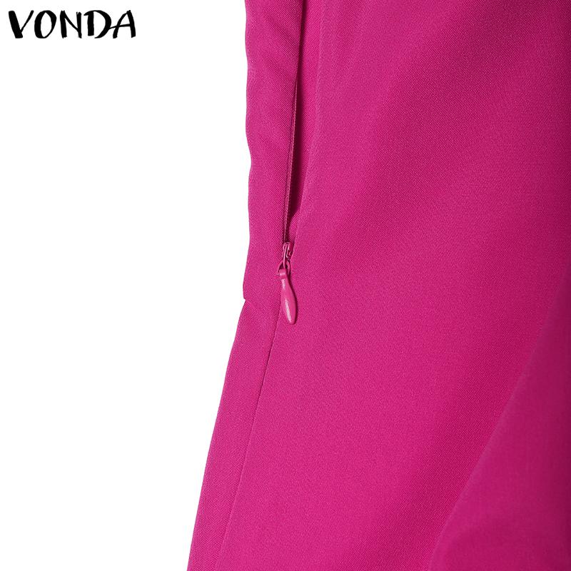 VONDA Women Sleeveless Side Zip-up Bow Knot Casual Mini Dress