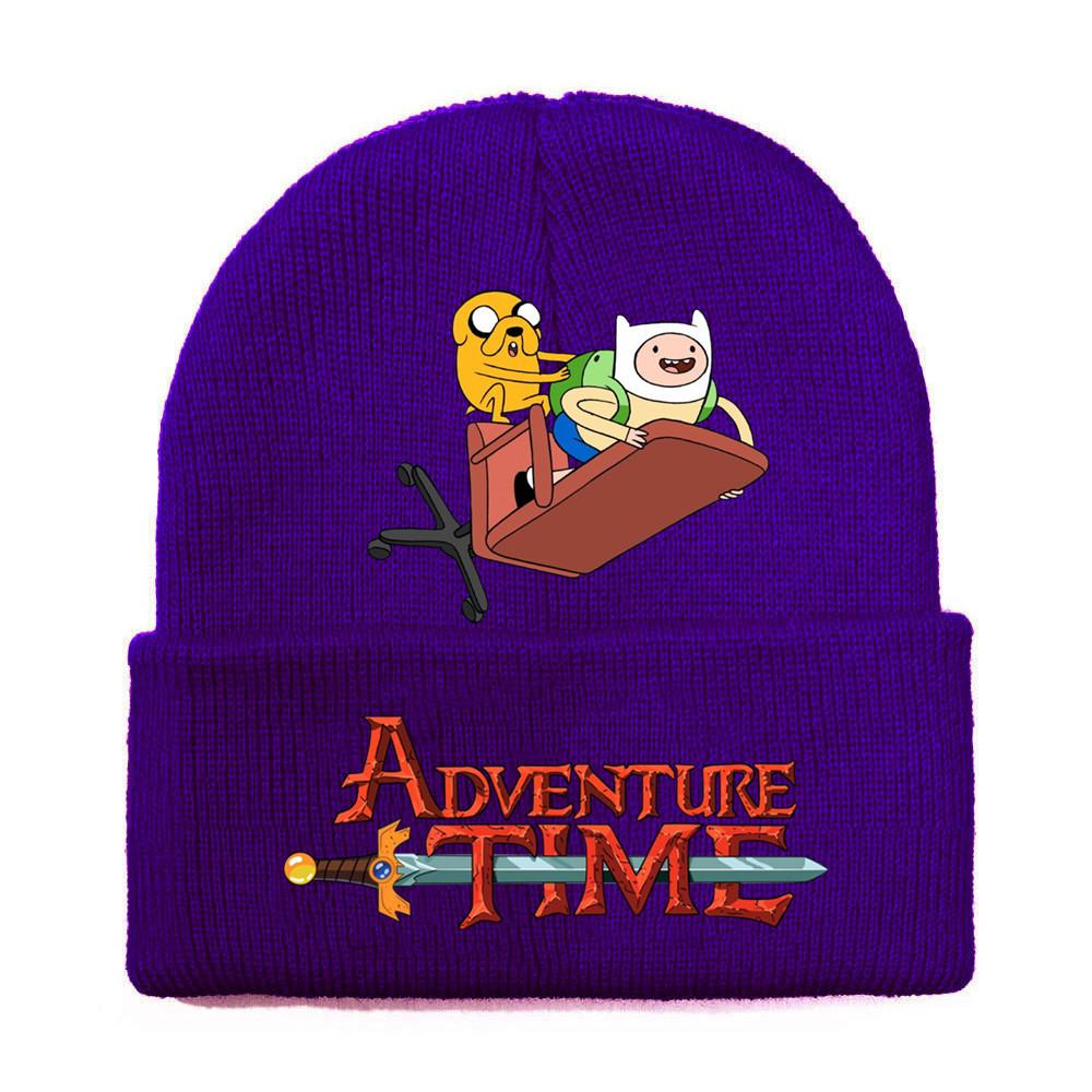 Adventure Time Cartoon Print Acrylic Knit Hat Winter Warm Unisex Beanie For Adults Teens