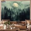 1pc Chinese Style Green Forest Printed Tapestry Living Room Wall Art Decoration Background Cloth Machine Washable Space Pendant