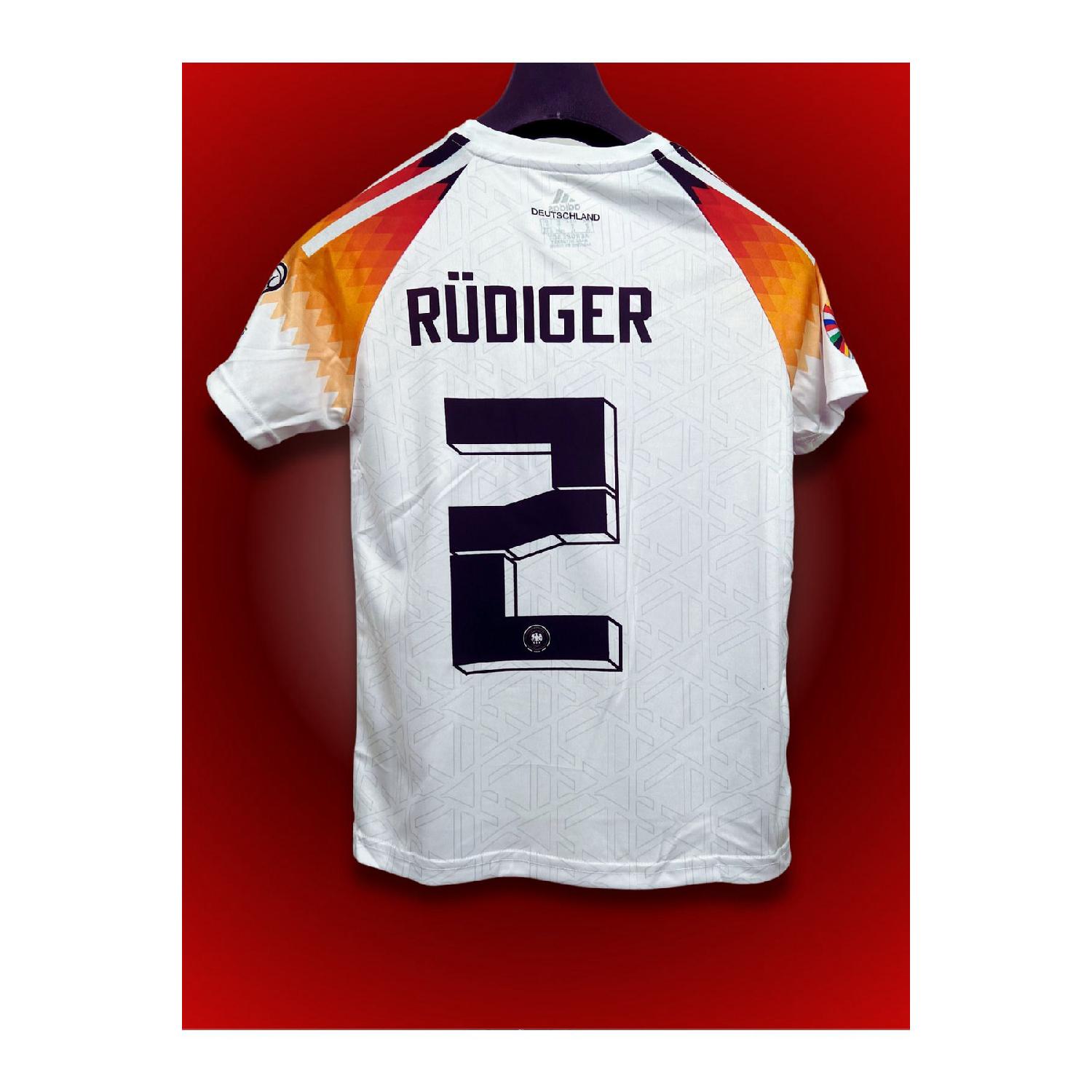 

Германия 2024/25, новый сезон, белая футбольная рубашка для взрослых Antonio Rudiger S чистый