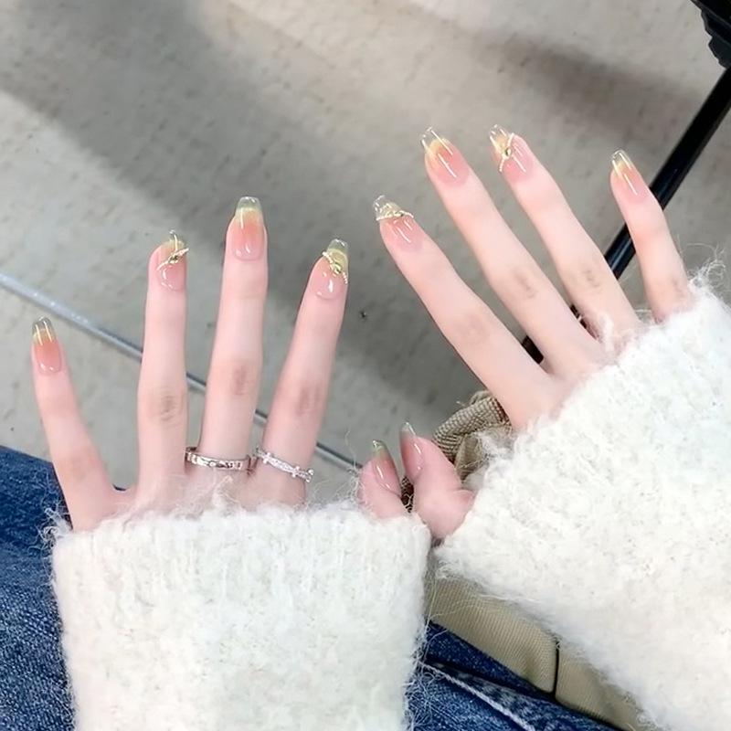 

Ручная работа Градиент Французский Смайл Кошачий Глаз Наклейки для Нейл-Арта - Съемные Румяна Кончики для Ногтей UV Gel Glue Set