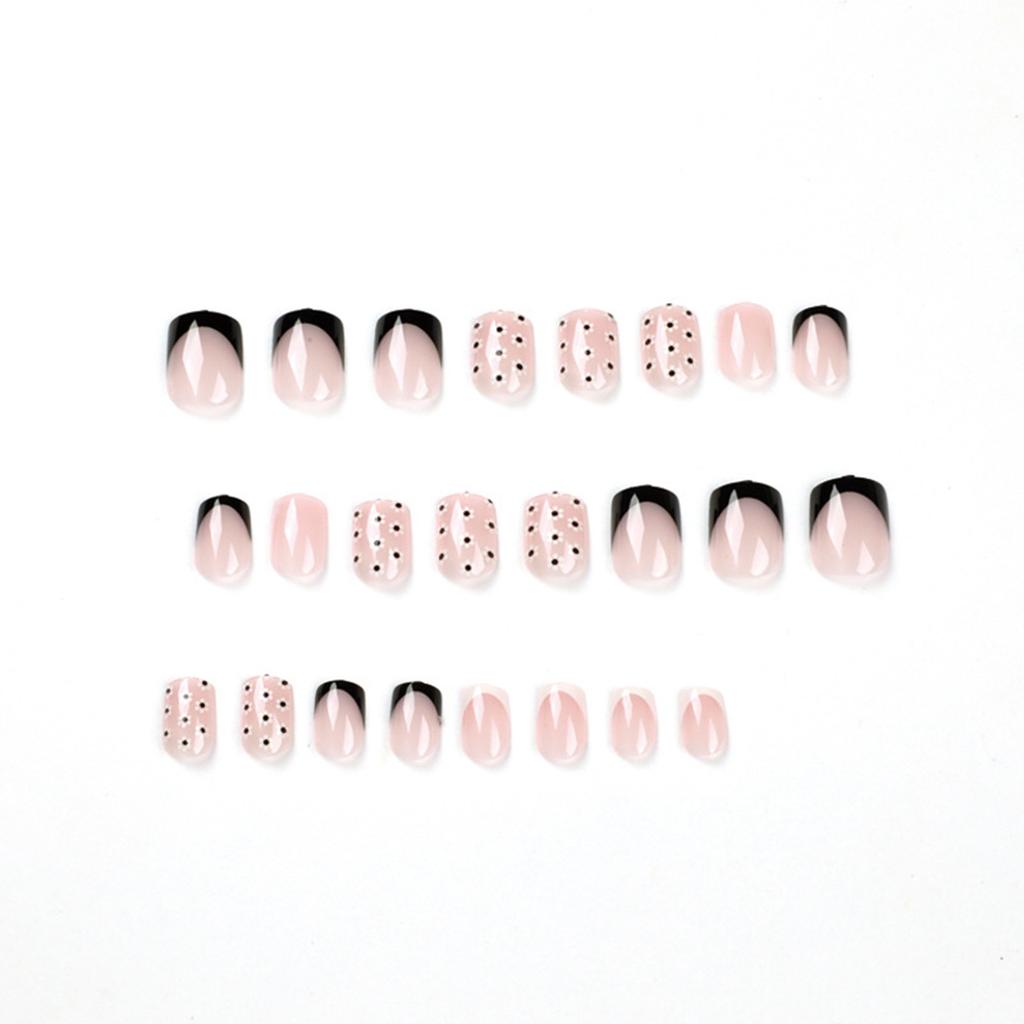 24 Pieces Short False Nails Press- Nails Glitter Manicure Nail Patches 10ml