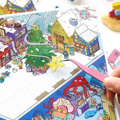 4sheets/bag Today's Business Series Winter For Christmas Theme 2.5D PET Diorama Stickers For Scrapbooking DIY Frame Collage