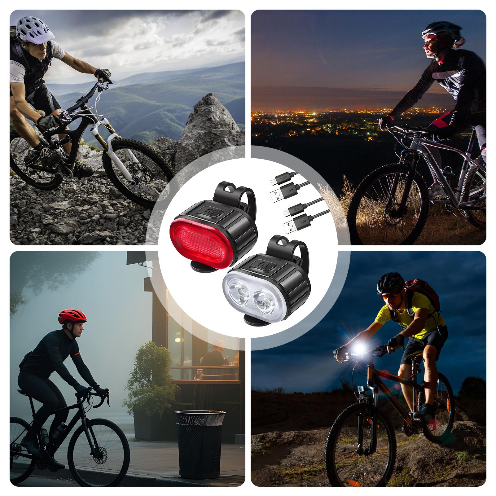 

Bike Lights Rechargeable LED Rechargeable Waterproof super Bright Headlight Bike Tail Light Set For Safety Warning Road Mountain China Mainland