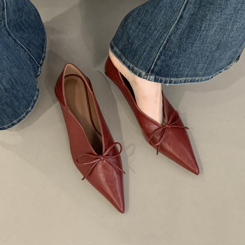 Fashion SUOJIALUN 2025 Autumn Women Pumps Shoes Fashion Pointed Toe Shallow Slip On Single Shoes Thin Low Heel Outdoor Dress Pumps
