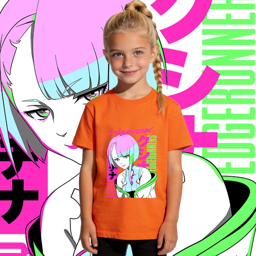 Cyberpunk Edgerunners Lucy Anime Print Boys Girls Cotton T Shirt Kids Casual Short Sleeve Top Soft Breathable Summer Clothes