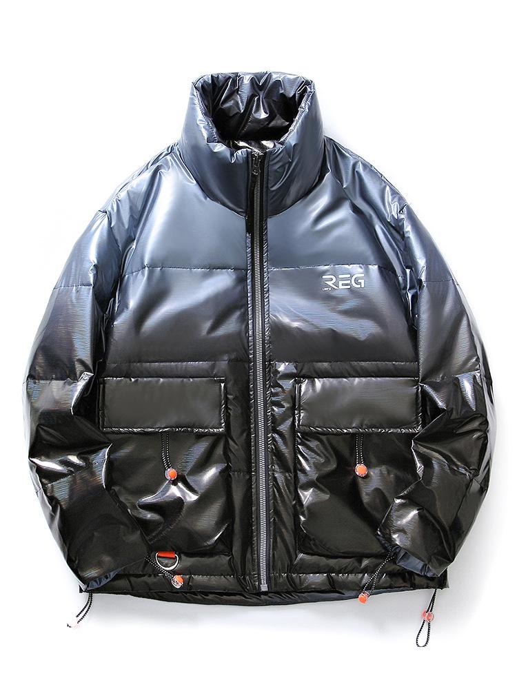 2025 Gradient Glossy Men's Winter Down Jacket - 90% Down, Thickened, Trendy Casual Coat