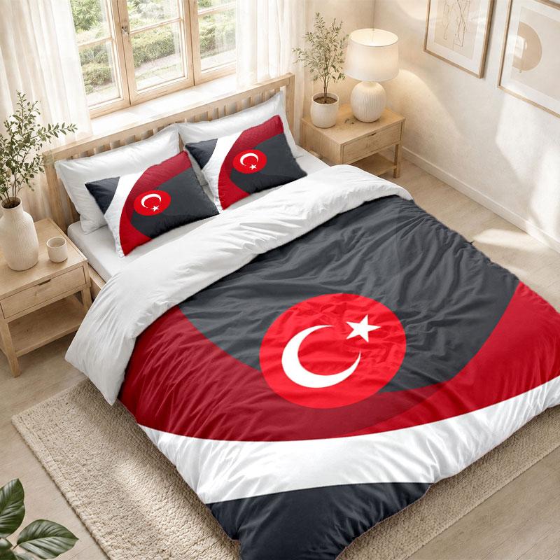 Bedding Set 1 Duvet Cover 2 Pillowcases Turkey Football Print Bedroom Home Decoration