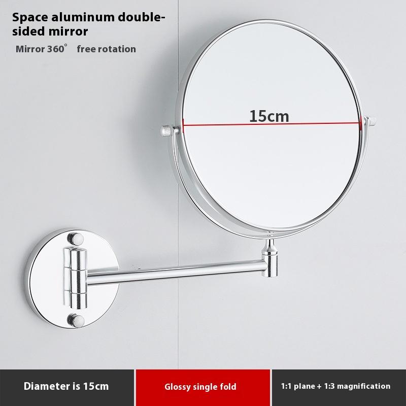 Black Gold Telescopic Mirror Bathroom Cosmetic Folding Beauty Wall Hanging Double-sided Mirror Bathroom