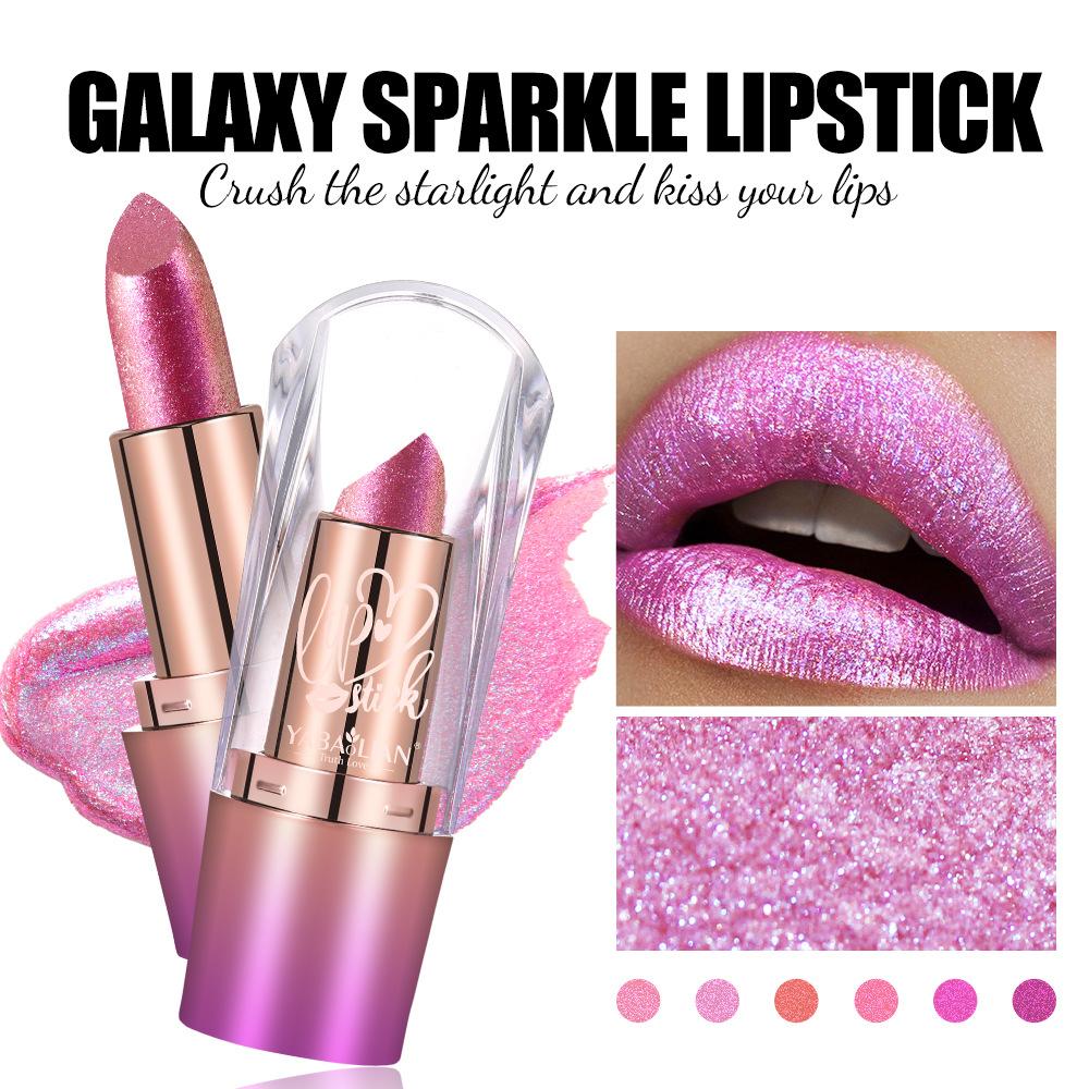 6 Farben Glitzer Metallic Lippenstift Wasserdicht Lang Haltend Diamant Perlglanz Lippenstift Sexy Lipgloss Feuchtigkeitsspendend Lippen Make-up