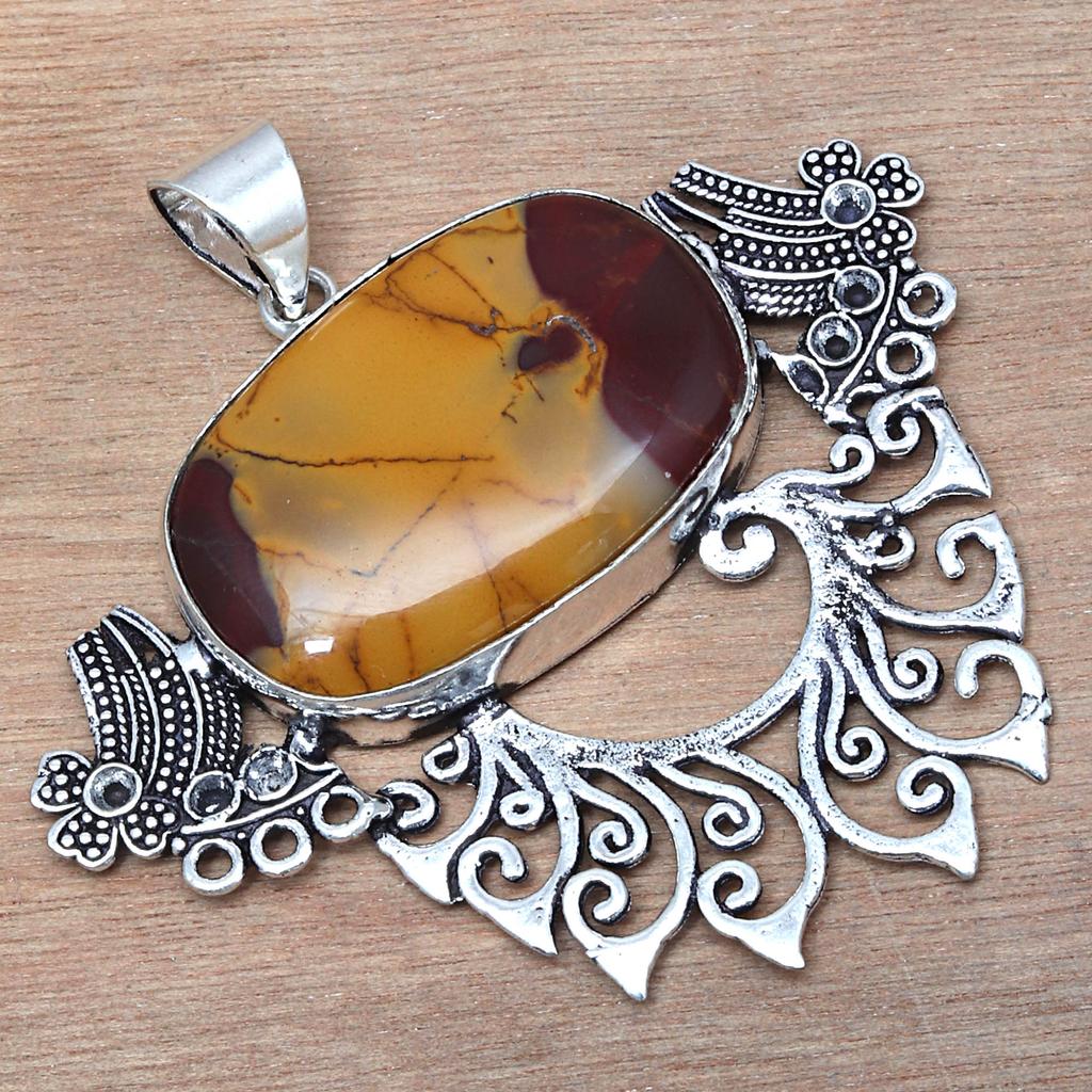 Pendant Wild Horse Jasper Gemstone Valentine'Day Gift Silver Jewelry 2.25"