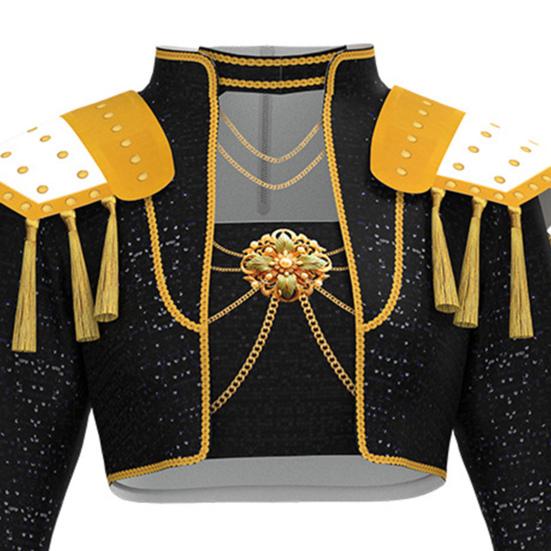 Kids Girls Demon Costume Stand Collar Coat T-shirt Shorts Set Children Printed Design Cosplay Performances Costumes