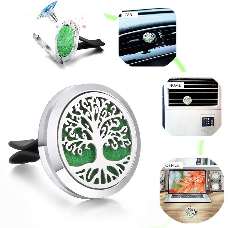1pc Refillable Car Air Freshener Smell Perfume Diffuser Clip Auto Vent Essential Oil Stainless Steel Locket Interior Accessories