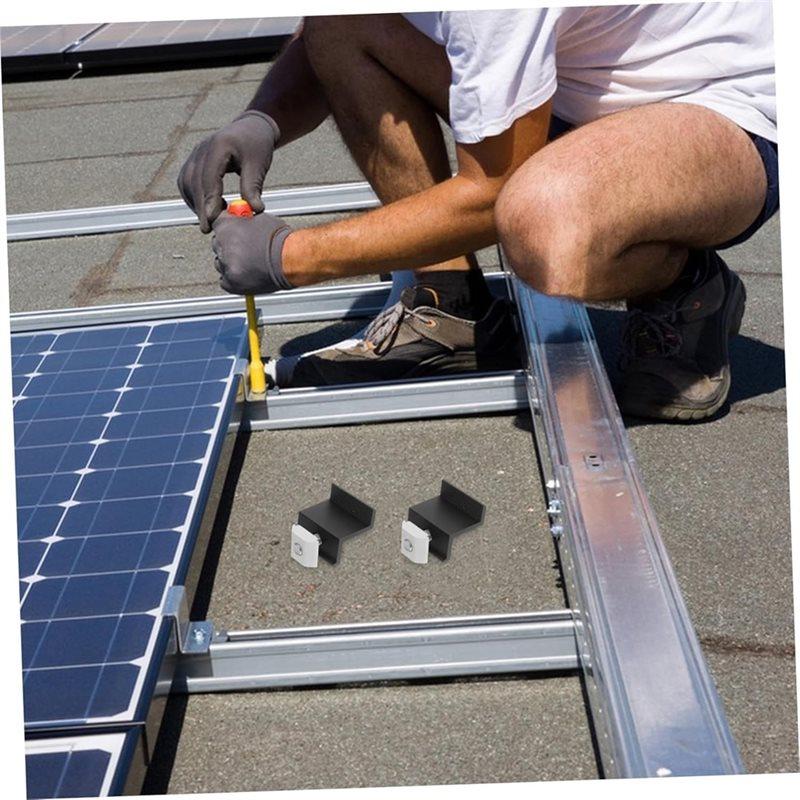 ABMH-Pack Of 8 For Solar Panel Clamps, Alumimium PV Module End Fixing Clamps,For Roofs, Walls Boats