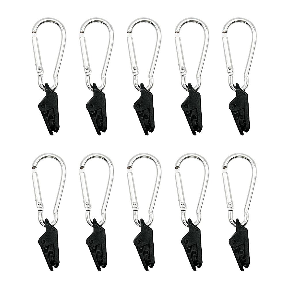 - 10Pcs Camping Tent Tarp Clips with Carabiner Hook for Awnings Canopies (Silver
