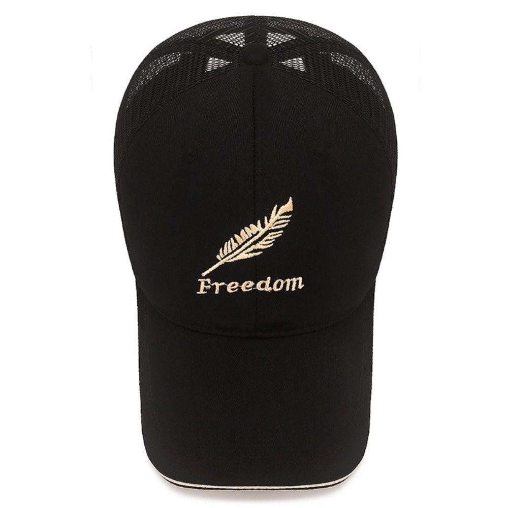 Fashion Wheat Embroideried Mesh Baseball Cap Breathable Adjustable Sun Hat Wide Brim Peaked Cap Outdoor Sports