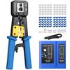 Proster Crimping Tool, Compatible with RJ45/RJ11/RJ12, CAT5/CAT6/CAT7, Cable Tester, Wiring Diagram, Replacement Blades, RJ45 Through-Type Connector,