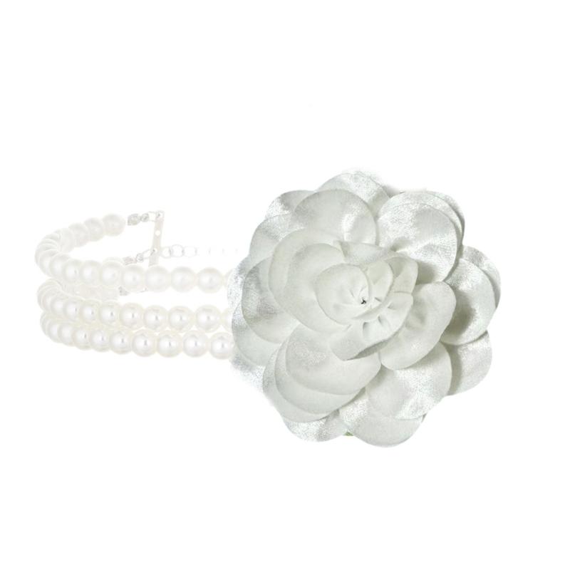 

Delicate Flower Charm Necklace Neck Jewelry Adjustable Chain Multi Layer Pearls Neckwear for Daily Wear Evening Event белый