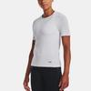 Under Armour Rush Series Seamless Solid Color Logo Embroidered Round Neck Short Sleeve T-Shirt Women Tops White 1373929-100