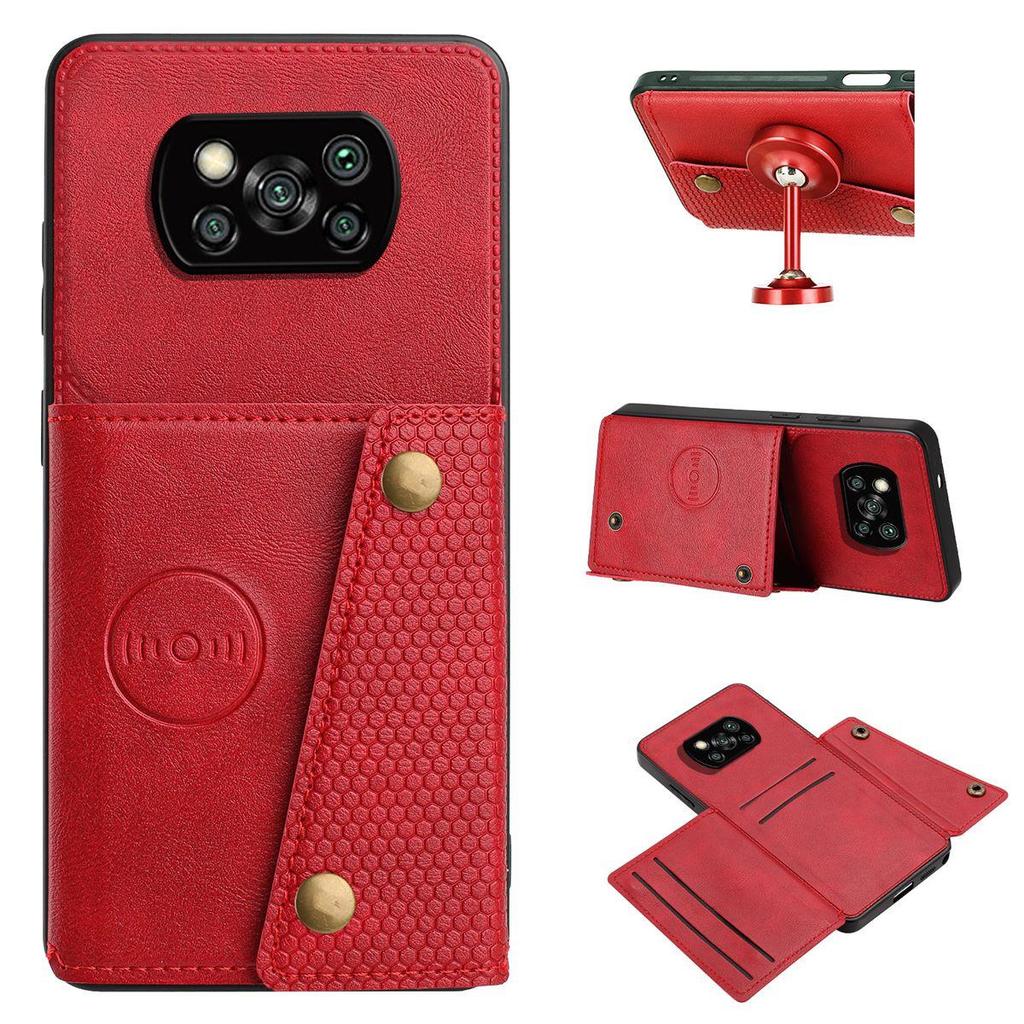 PU Leather Wallet Phone Case for Xiaomi POCO X3 Pro,X3 NFC Multiple Card Slots Dual Metal Button Closure Shockproof Full‑Body Protective Cover