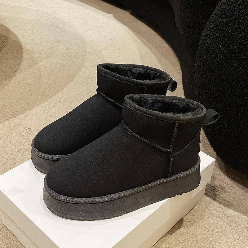 

Thick-soled snow boots winter year piled and thickened pregnant women large cotton shoes bread shoe size 34 чёрный