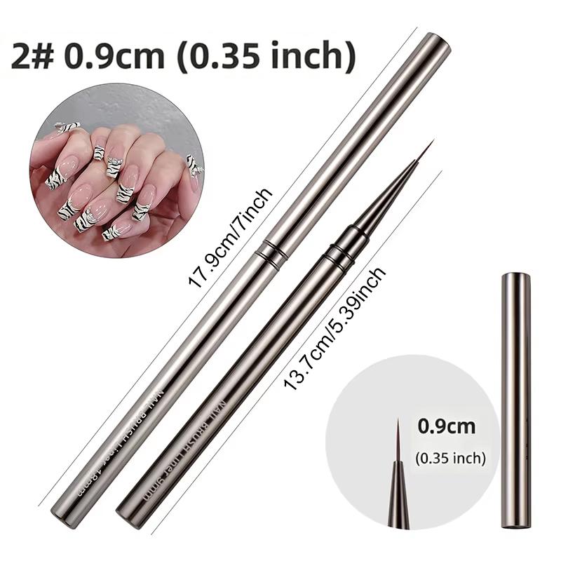 Silver Nail Liner Brush 6/9/12/15/18mm Thin Nail Art Brush for Manicure Design Pen Detail Acrylic Line Detail Drawing Painting