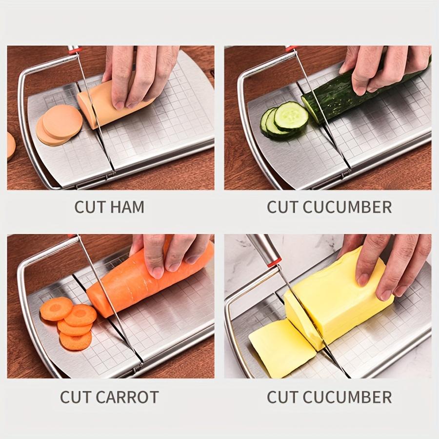 Stainless Steel Cheese Slicer with Scale Butter Cutter Knife Cheese Cutting Board Ham Sausage Slicer Tools Kitchen Gadgets