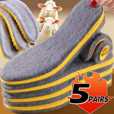 5pairs New Unisex Breathable Winter Warm Plush Insoles Soft Self-Heating Cushion Shoes Inserts Thicken Shock-absorbent Shoe Pads