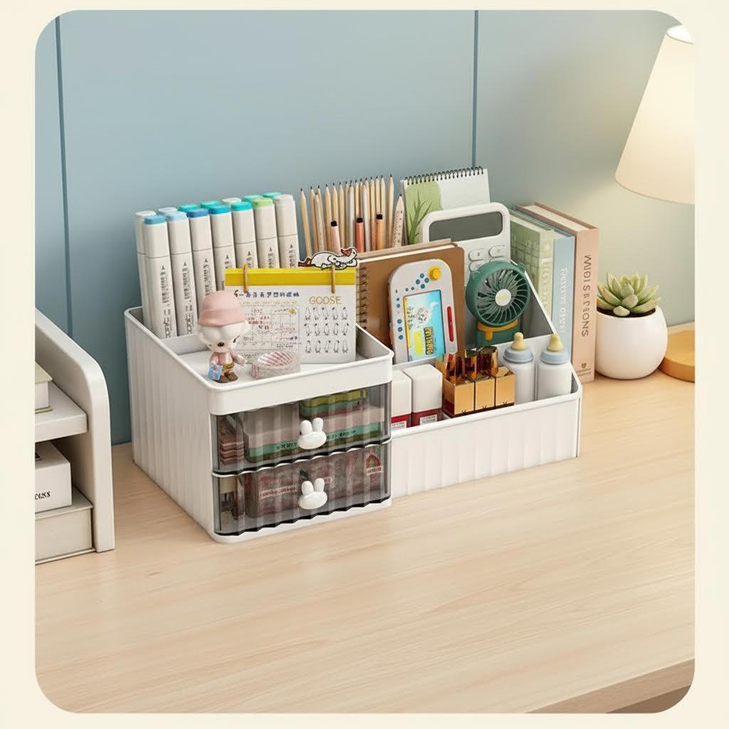 Multi-Functional Cosmetic Storage Box Desktop Large-Capacity Drawer-Style Organizer for Cosmetic,Pencils,Stationery,jewelry