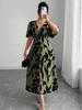 Elegant European & American Plus Size V-Neck Long Dress