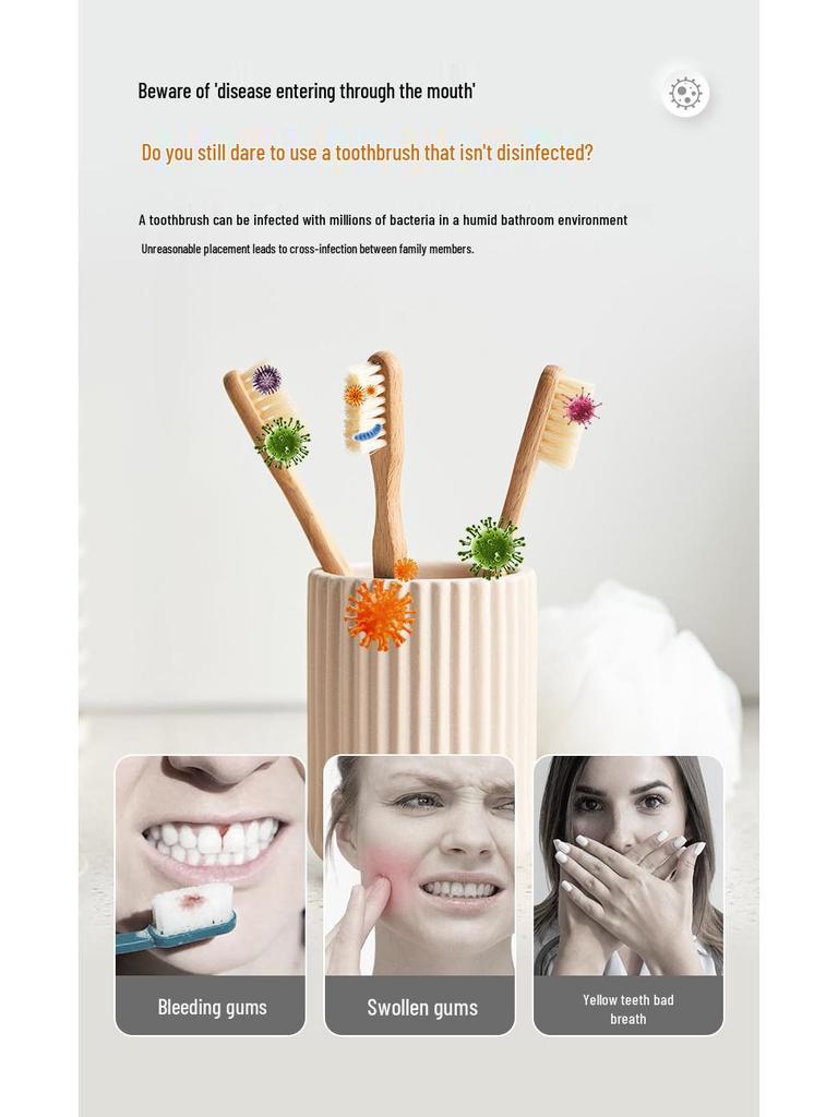 Smart Wall-Mounted Toothbrush Holder & UV Sterilizer with LCD Drying Feature