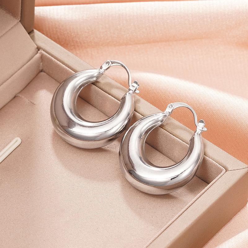 Thick Hoop Earrings, Women's Minimalist Thick Hoop, Daily Basic Jewelry Gifts