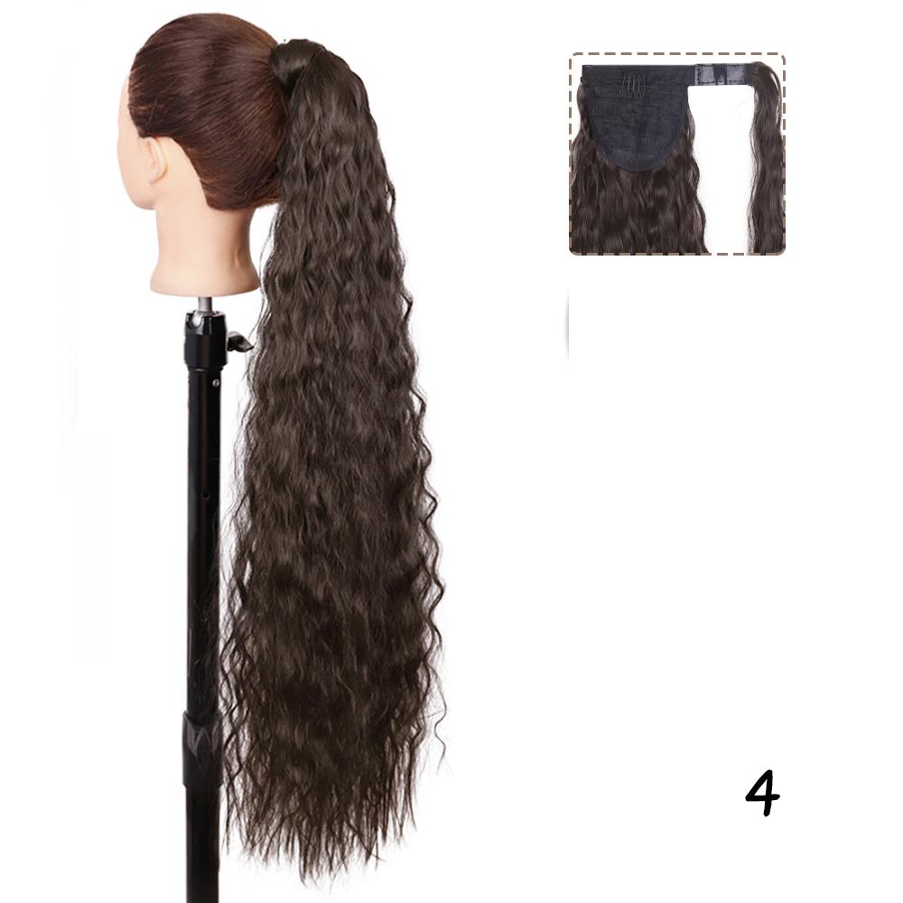 MERISIHAIR Women Long Deep Wavy Warp Around Ponytail Synthetic Fiber Long Brown Wavy Ponytail Hair Extensions Daily Wear