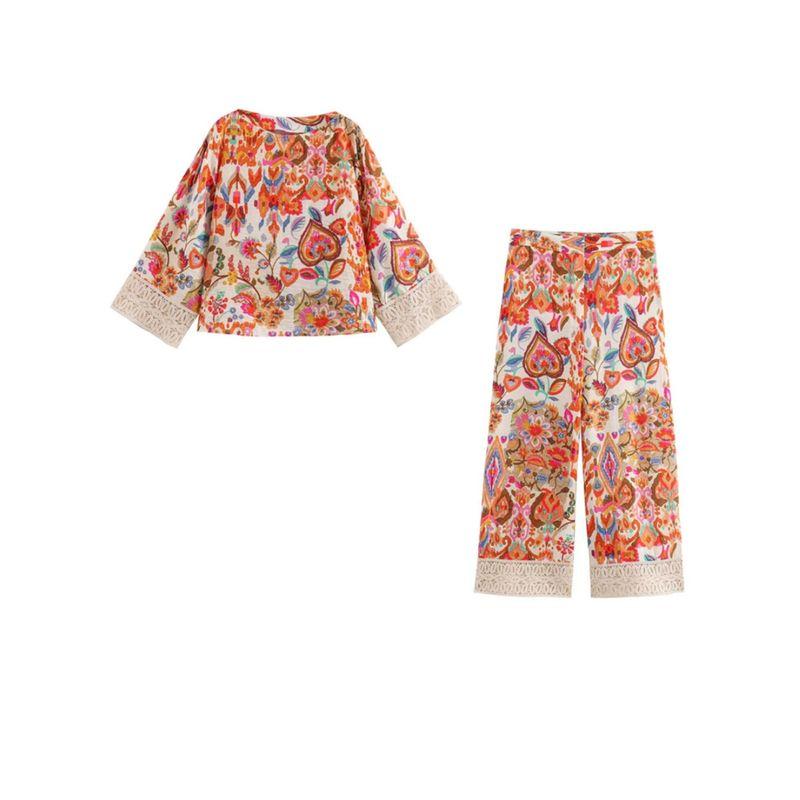 Kaslead New Arrival Women's Clothing Fashion Style Fashion Print Top Casual Pants 3564106 3564021