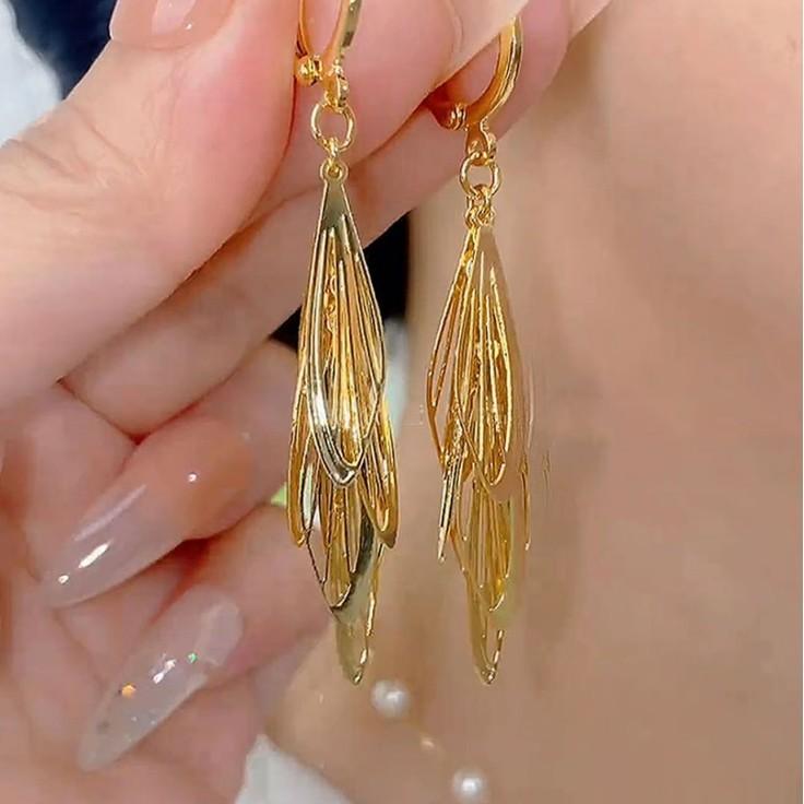 New Chinese Style Long Tassel Wings with Simple and Niche Design, Mosquito Coil, Ear Clip, Earring for Women