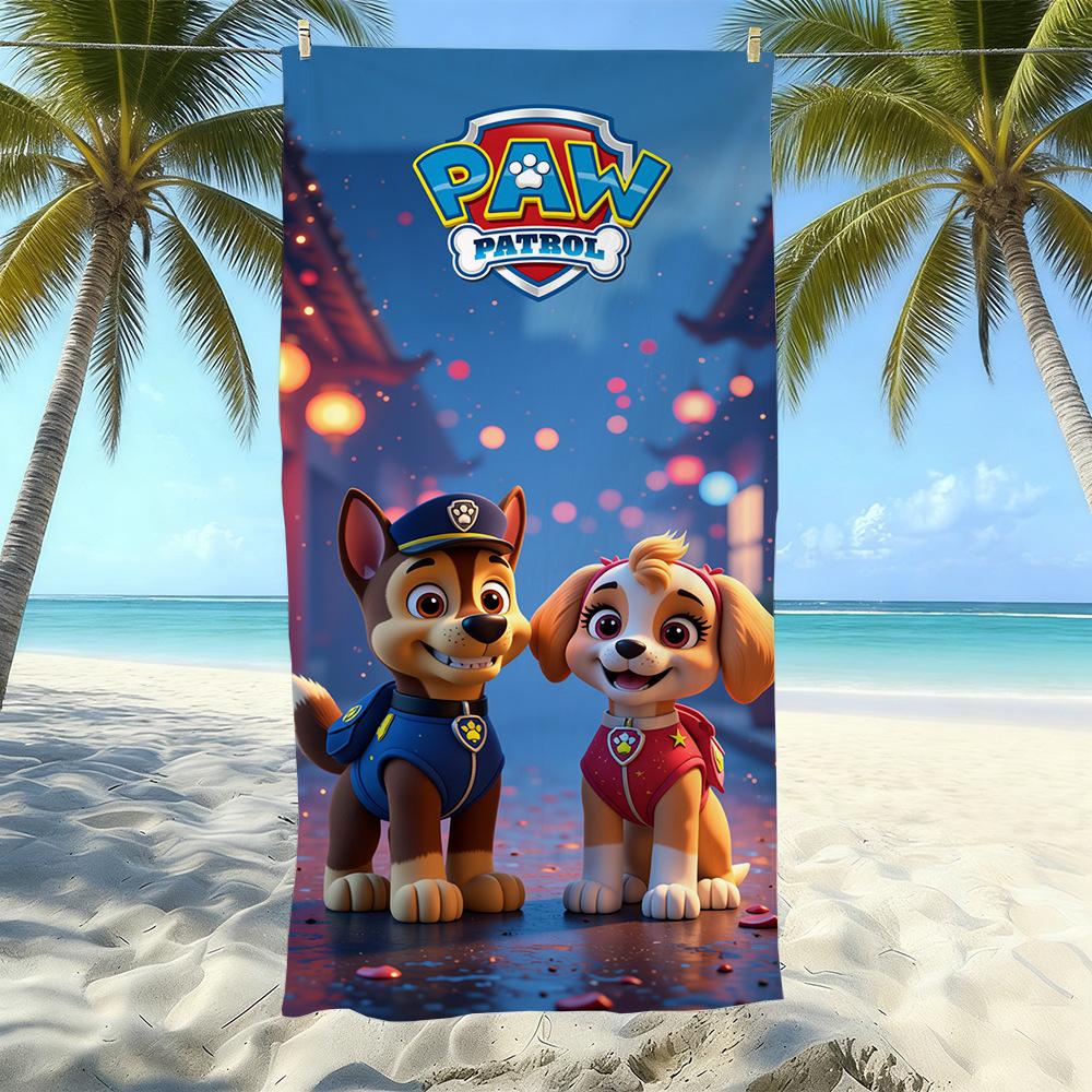Wangwang Team Beach Towel Cartoon Dog Microfiber Quick-Drying Towel Children S Absorbent Beach Towel 50x100