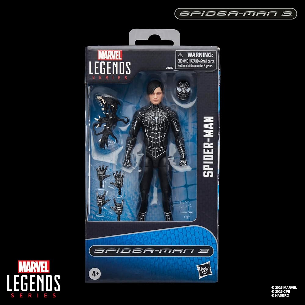 Hasbro Marvel Legends Serie "Spider-Man 3" Sammler-Actionfigur 15cm mit Spider-Man Symbiote Zubehör (G0589) Authentisch