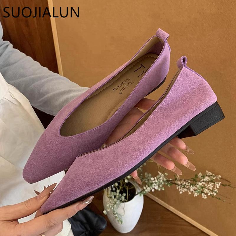 Fashion SUOJIALUN 2025 Spring New Women Flat Shoes Fashion Round Toe Shallow Slip On Ladies Boat Shoes Soft Flat Heel Single Shoes