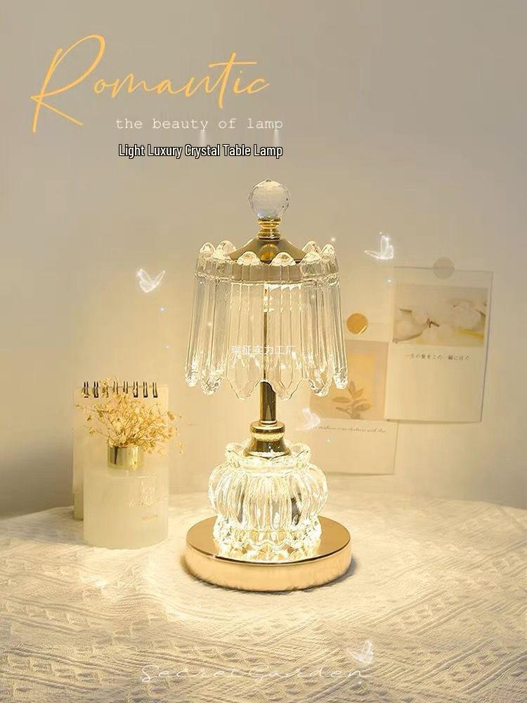2025 Luxury Crystal Rechargeable Bedside Lamp - High-End Atmosphere Night Light